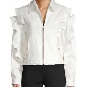 DH New York Ivory Ruffle Sleeve Zip Jacket